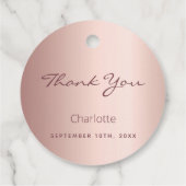 Verjaardag roze gouden monogram initiaal dank je bedankjes labels (Achterkant)