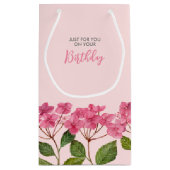 Verjaardag Roze Hydrangea Lacecaps Illustratie Klein Cadeauzakje (Achterkant)