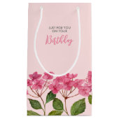 Verjaardag Roze Hydrangea Lacecaps Illustratie Klein Cadeauzakje (Voorkant)