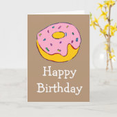 Verjaardag roze ijsdonut schattig eten kaart (Gele Bloem)