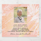 Verjaardag roze laat leuke weetjes bio foto vrouw sparkling wijnetiket (Enkel label)