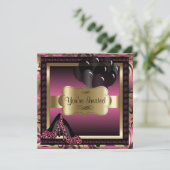 Verjaardag | Roze leopard-uitnodiging op hoog nive Kaart (Staand voorkant)