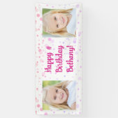 Verjaardag Roze Paarse Confetti 2 Foto gepersonali Spandoek (Verticaal)