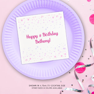 Verjaardag Roze Paarse Confetti Stippen gepersonal Servet