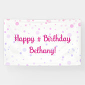 Verjaardag Roze Paarse Confetti Stippen gepersonal Spandoek (Horizontaal)