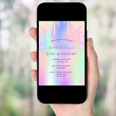 Verjaardag roze paarse holografische party meisje kaart