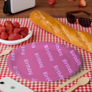 Verjaardag (roze) papieren bordje