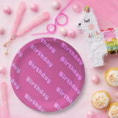 Verjaardag (roze) papieren bordje (Feest)