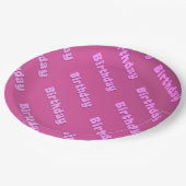 Verjaardag (roze) papieren bordje (Gekanteld)