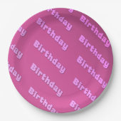 Verjaardag (roze) papieren bordje (Voorkant)