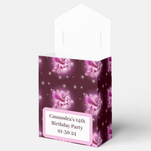 Verjaardag Roze Pegasus Fantasy Design Bedankdoosjes (Geopend)