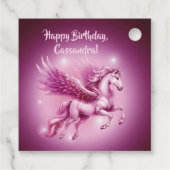 Verjaardag Roze Pegasus Fantasy Design Bedankjes Labels (Achterkant)