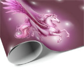Verjaardag Roze Pegasus Fantasy Design Cadeaupapier (Rol Hoek)