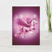 Verjaardag Roze Pegasus Fantasy Design Kaart (Voorkant)