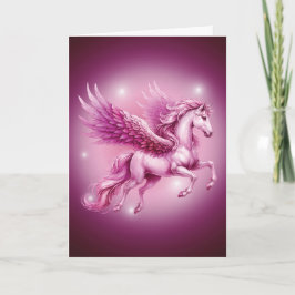 Verjaardag Roze Pegasus Fantasy Design Kaart