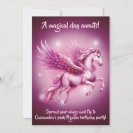 Verjaardag Roze Pegasus Fantasy Design Kaart