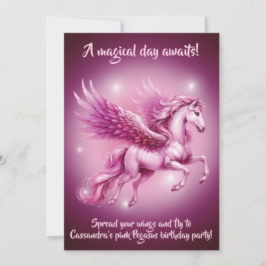 Verjaardag Roze Pegasus Fantasy Design Kaart (Voorkant)