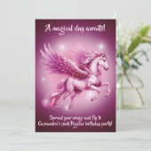 Verjaardag Roze Pegasus Fantasy Design Kaart (Staand voorkant)