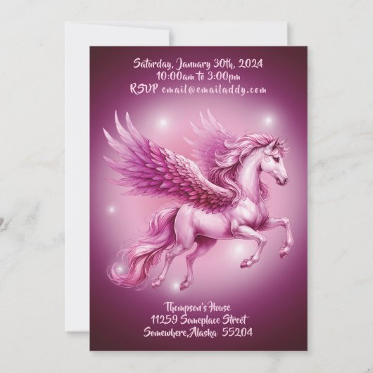Verjaardag Roze Pegasus Fantasy Design Kaart (Achterkant)