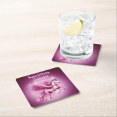 Verjaardag Roze Pegasus Fantasy Design Kartonnen Onderzetters (Insitu)