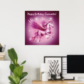 Verjaardag Roze Pegasus Fantasy Design Matte Poster (Thuiskantoor)