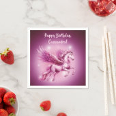 Verjaardag Roze Pegasus Fantasy Design Servet (Insitu)