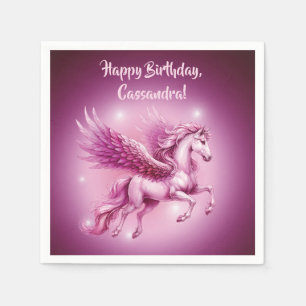 Verjaardag Roze Pegasus Fantasy Design Servet