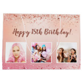 Verjaardag roze rosé gouden foto groot cadeauzakje (Achterkant)