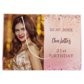 Verjaardag roze rosé gouden foto groot cadeauzakje (Achterkant)