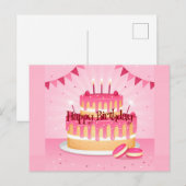 Verjaardag Roze Taart Briefkaart (Voorkant / Achterkant)