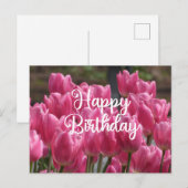 Verjaardag Roze Tulp Bloemen Briefkaart (Voorkant / Achterkant)