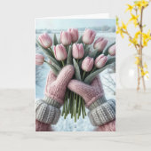 Verjaardag Roze Tulp Boeket Kaart (Gele Bloem)