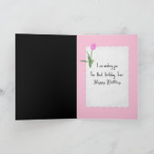 Verjaardag roze tulpen en parels kaart (Binnen)