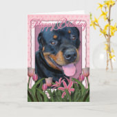 Verjaardag - Roze Tulpen - Rottweiler - Harley Kaart (Gele Bloem)