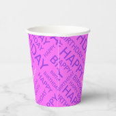 Verjaardag roze typografie voeg naam toe papieren bekers (Rechts)