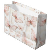 Verjaardag Roze Vlinders Groot Cadeauzakje (Voorkant Gekanteld)