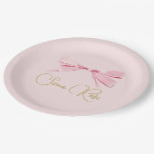 Verjaardag Roze Waterverf Bow Schattige Papieren Bordje (Gekanteld)