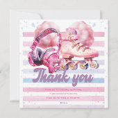 Verjaardag Roze Waterverf Roller Blade Bedankkaart (Voorkant)