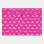 Verjaardag roze wit meisje inpakpapier vel (Voorkant 2)