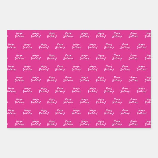 Verjaardag roze wit meisje inpakpapier vel (Voorkant 2)