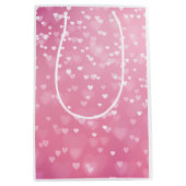 Verjaardag Roze Witte Harten Medium Cadeauzakje (Voorkant)