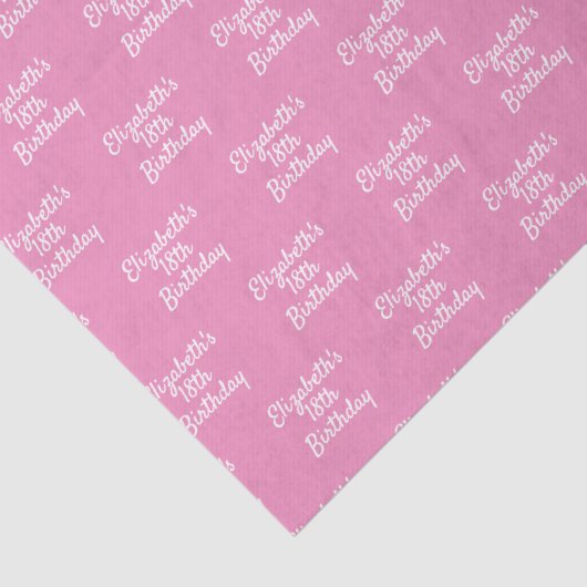 Verjaardag roze witte naam girly tissuepapier (Detail)