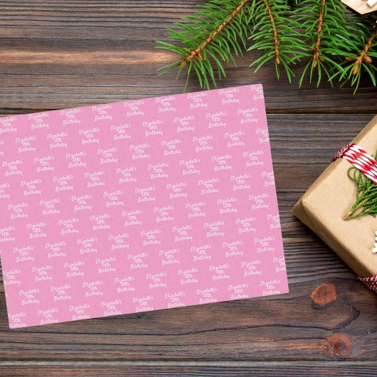Verjaardag roze witte naam girly tissuepapier
