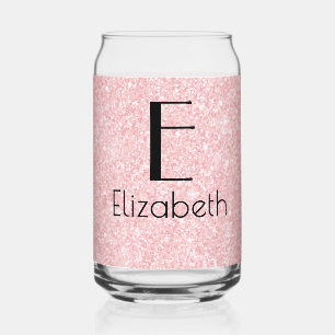 Verjaardag Roze & Zwart Retro, naam en initiaal Blikvorm Glas