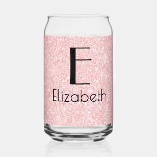 Verjaardag Roze & Zwart || Retro, naam en initiaal Blikvorm Glas
