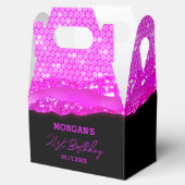 Verjaardag Roze Zwarte Glitter Naam Dank u Bedankdoosjes (Geopend)