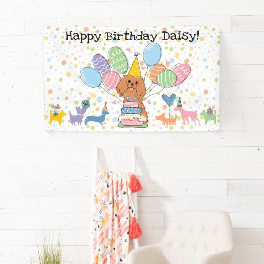 Verjaardag Ruby Cavalier King Charles Spaniel Spandoek (Insitu)