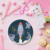 Verjaardag ruimteavontuur met raket en astronaut papieren bordje (Feest)