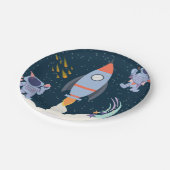 Verjaardag ruimteavontuur met raket en astronaut papieren bordje (Gekanteld)