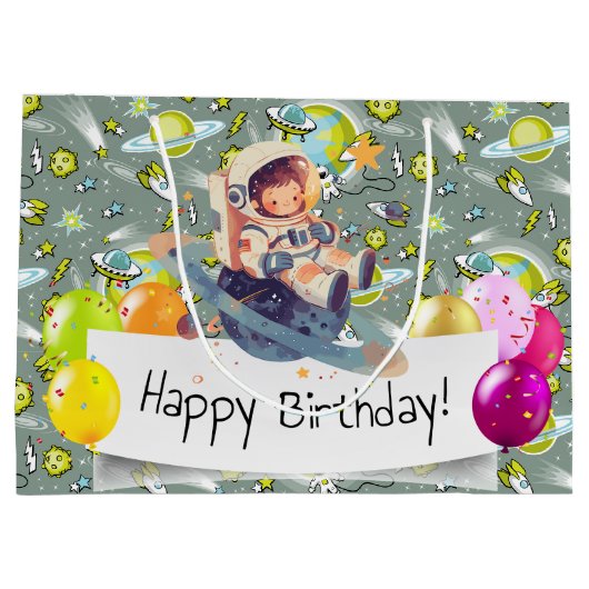 Verjaardag ruimtetijd groot cadeauzakje (Achterkant)